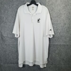 Miami Heat Polo Shirt Mens 2XL XXL White Adidas NBA Basketball Lightweight Golf